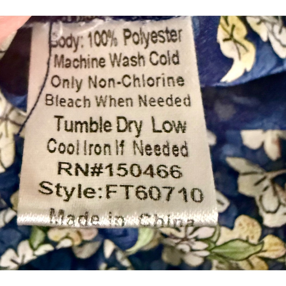 fun2fun Womens Navy Blue Floral Ruffle Sleeveless Blouse FT60710 L - Picture 7 of 8